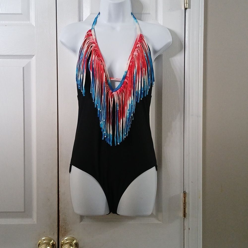 OP Women's Multicolor Halter Swimsuit  Sz M Never worn missing bra pads